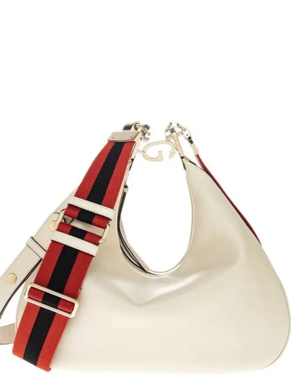 GUCCI Large Attaché Ivory Leather Shoulder Bag